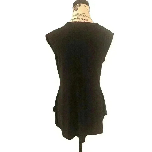 Chaus New York Small Black Peplum Sleeveless Blouse Zipper Shoulder Detail - Picture 3 of 5